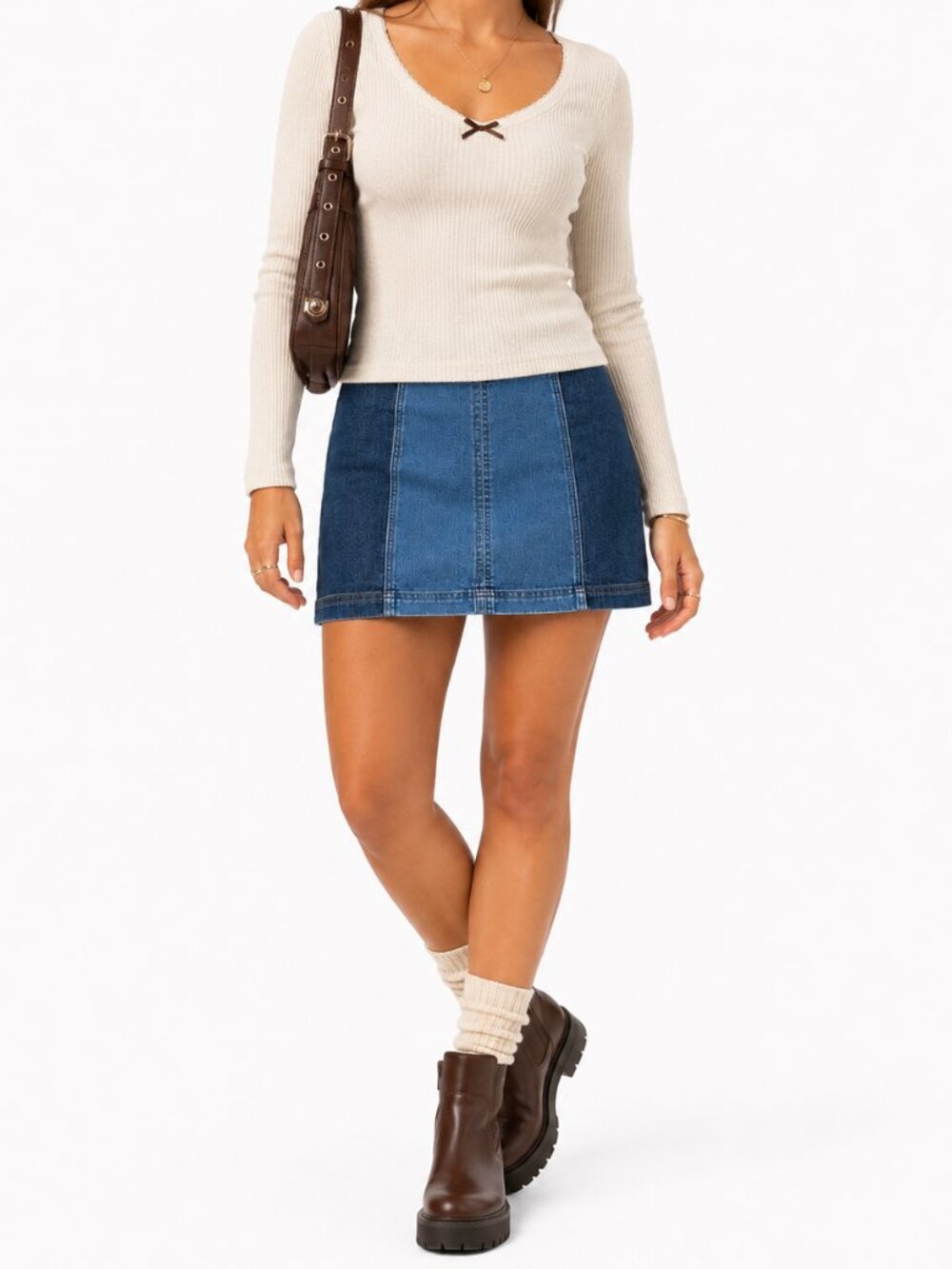 PacSun Denim Two Tone Dark Wash Mini Skirt | Boho-Western Y2K Indiepop [size 26]